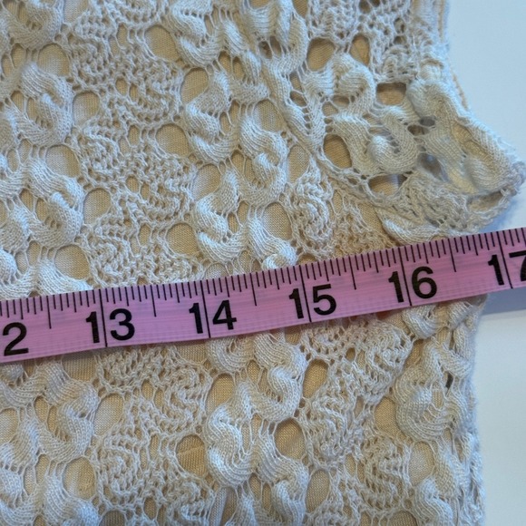 Free People Ivory Crochet Gypsy Boho Scoop Sheath Dress L - Picture 8 of 12